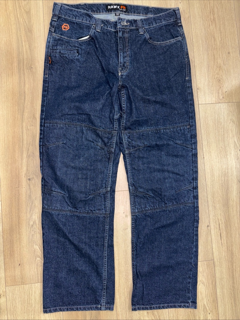 Hawx FR Men’s Blue Work Jeans 36x34 Regular Fit Straight Cut Cat2 NFPA 2112